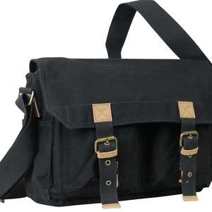 Cotton Washed Canvas Messenger Bag C51BLK